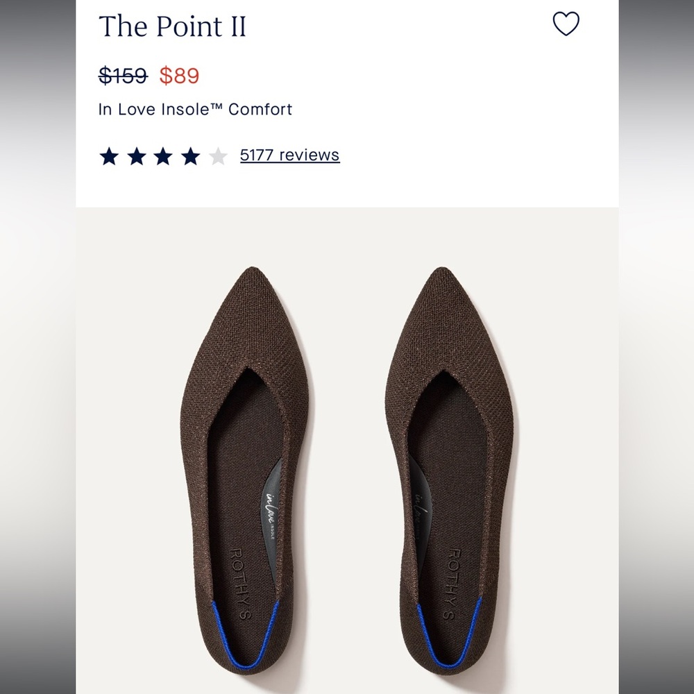 NIB ROTHY'S THE POINT II BROWN SUNSTONE